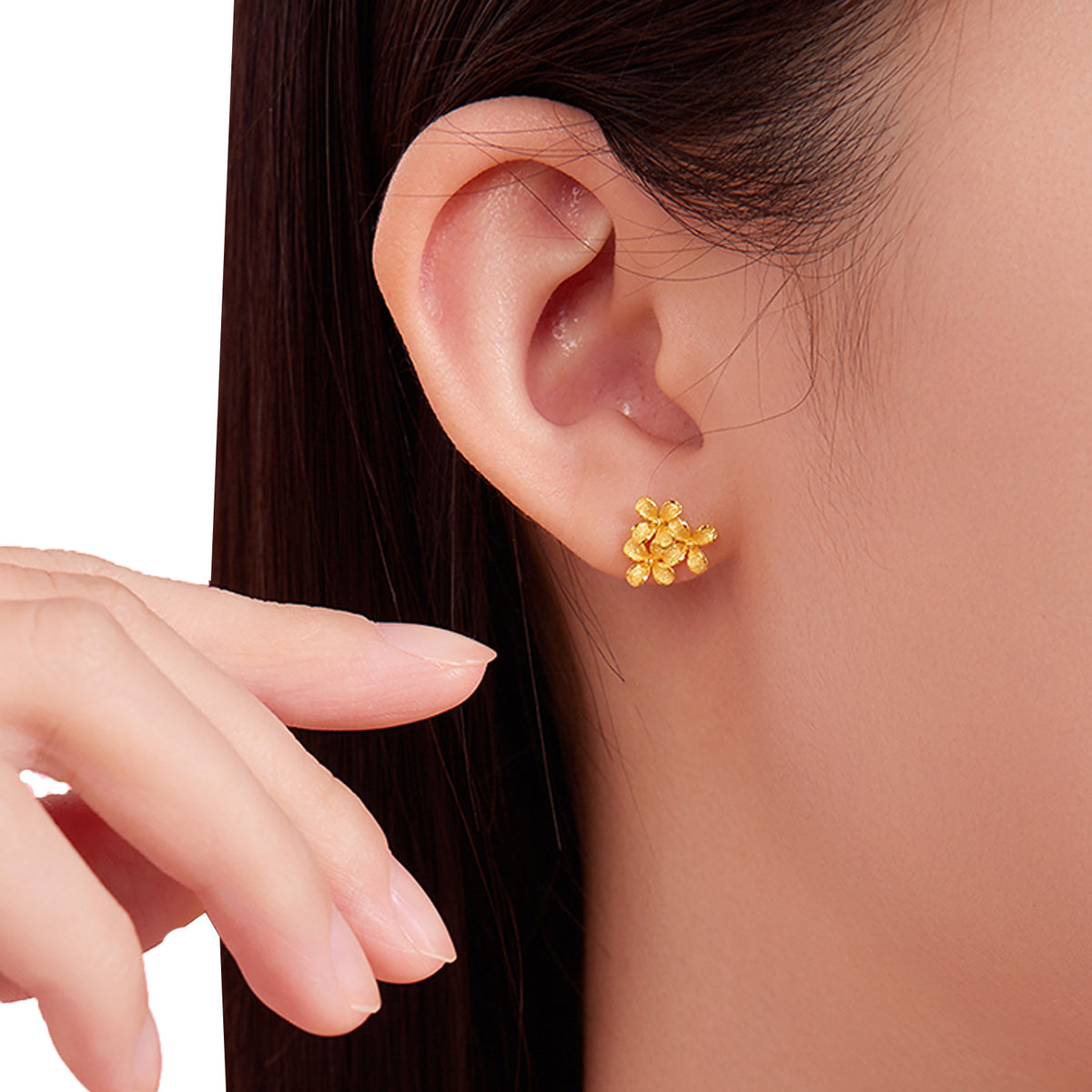 24K Gold Flower Stud Earrings