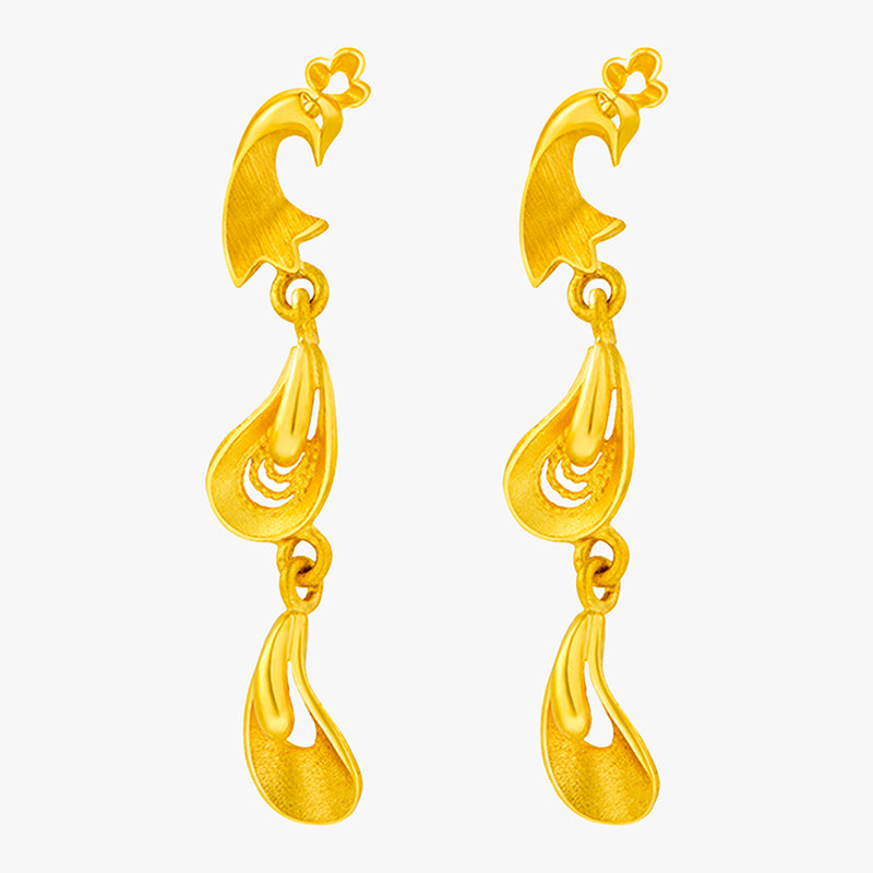 24K Pure Gold Phoenix Earrings