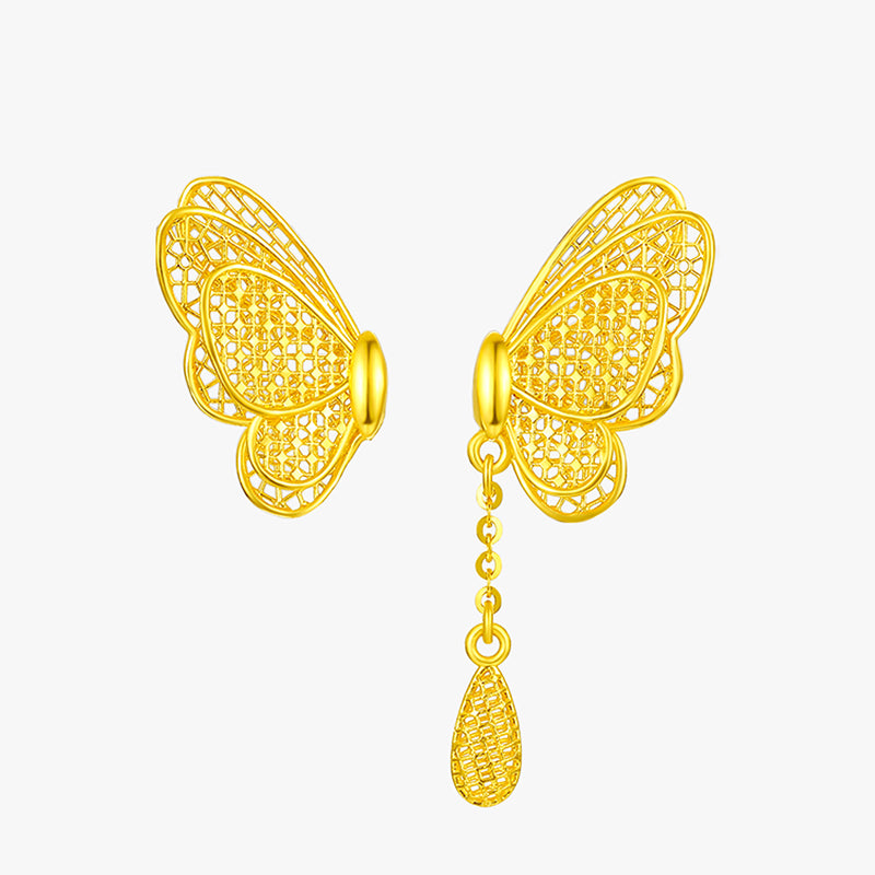 24K Pure Gold Butterfly Earrings