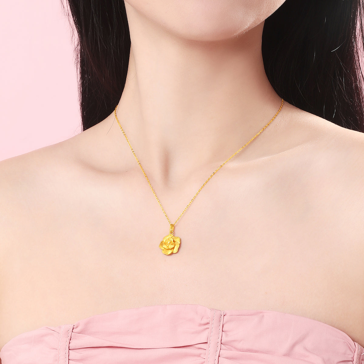 24K Solid‑Gold Flower Pendant