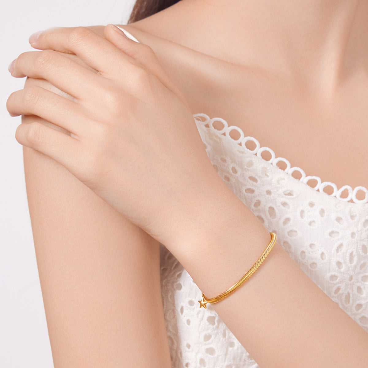 24K Solid‑Gold Double Snake Chain Bracelet