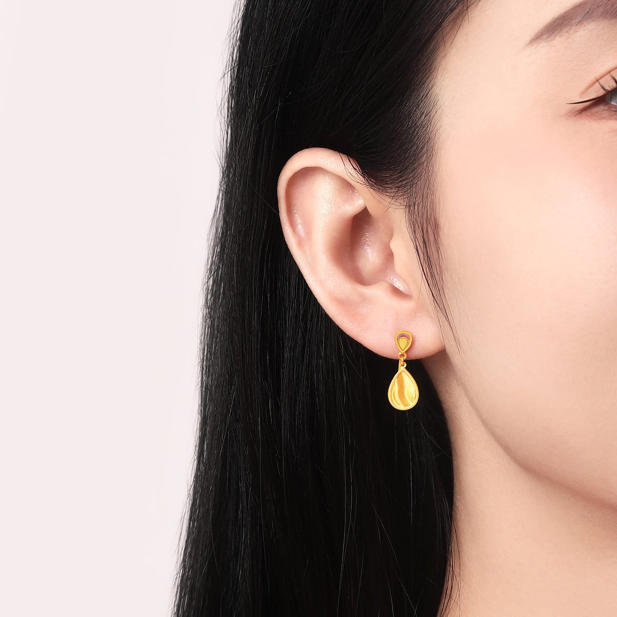 24K Solid‑Gold Teardrop Dangle Earrings