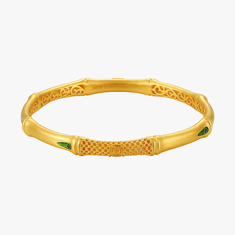 24K Pure Gold Bamboo Bangle