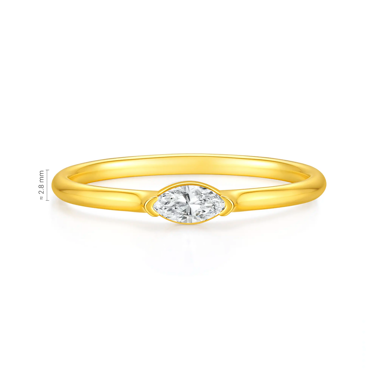 24K Gold Marquise Moissanite Ring