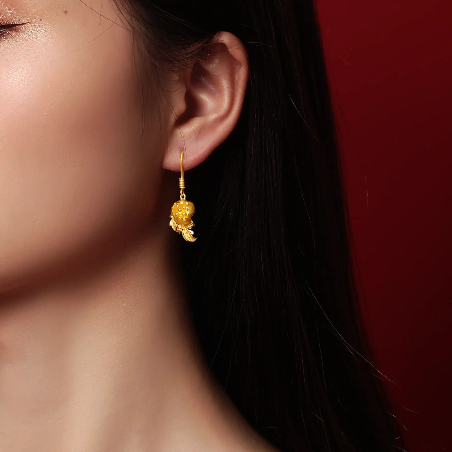 24K Gold Peony Earring