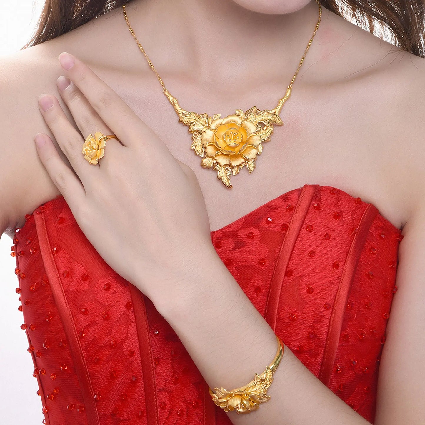 24K Gold Peony Necklace