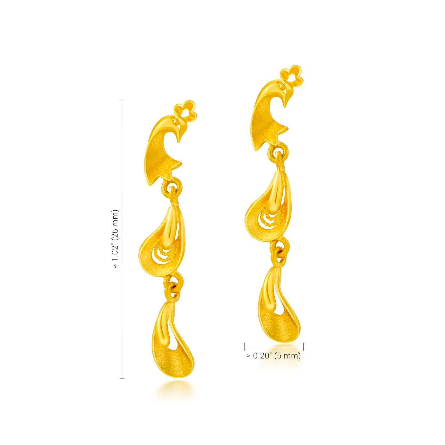 24K Gold Imperial Phoenix Drop Earrings