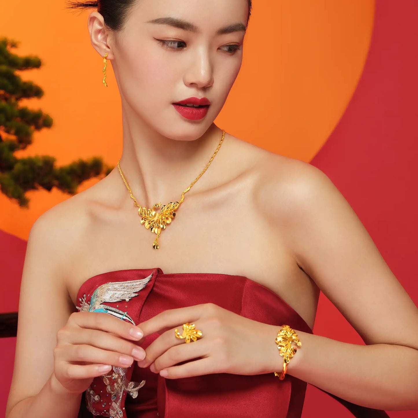 24K Gold Phoenix Pendant Necklace