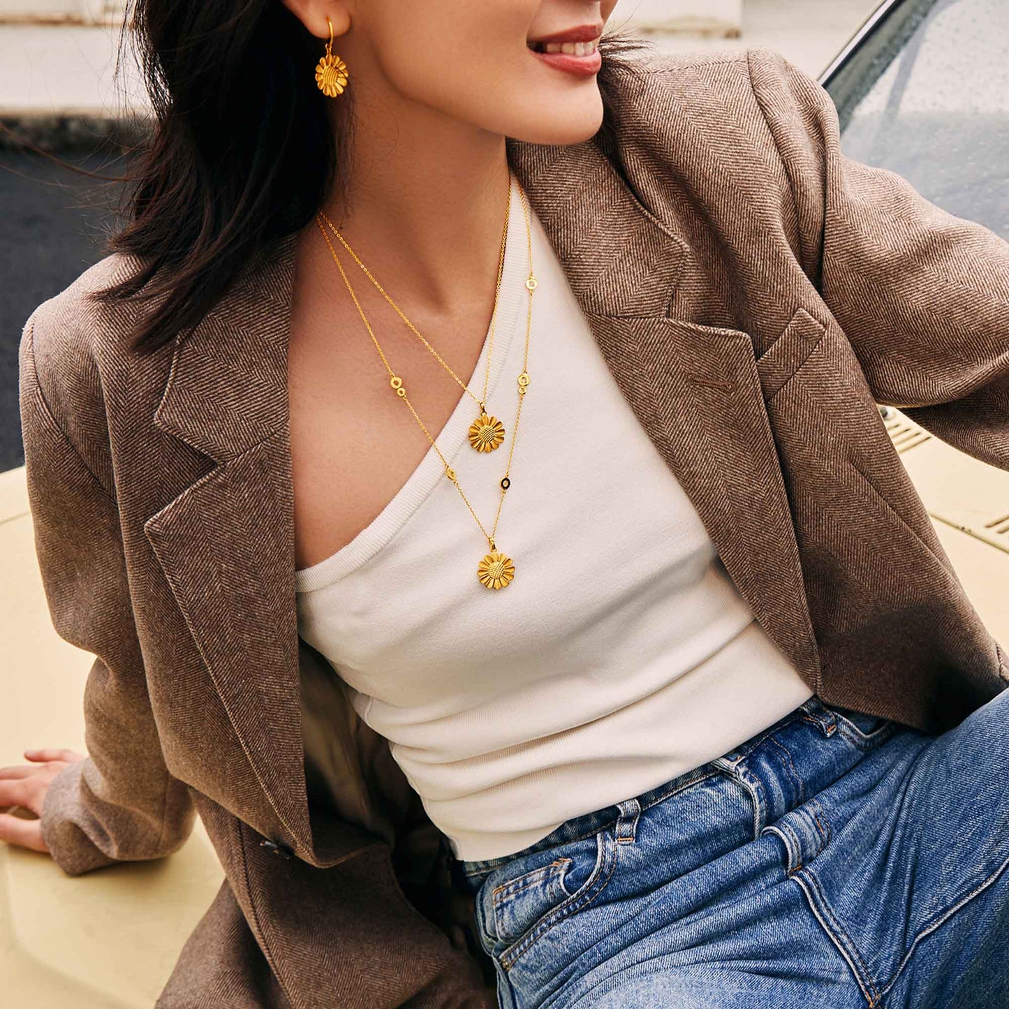 24K Gold Sunflower Earrings