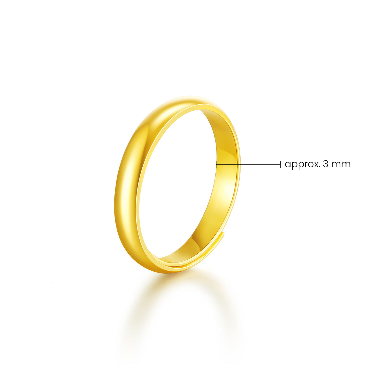 24K Gold Polished Plain Adjustable Band Ring