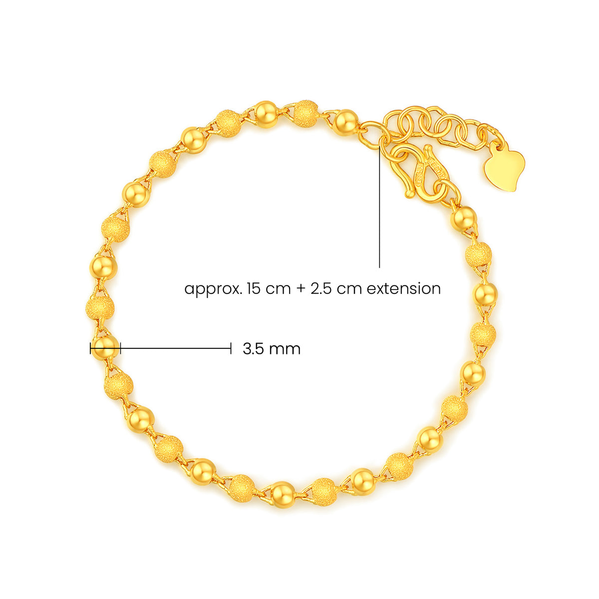 24K Gold Two‑Finish Gold Bead Bracelet