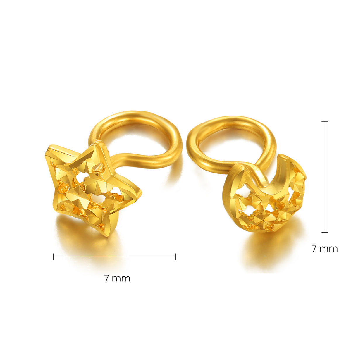 24K Gold Star & Moon Asymmetric Stud Earrings