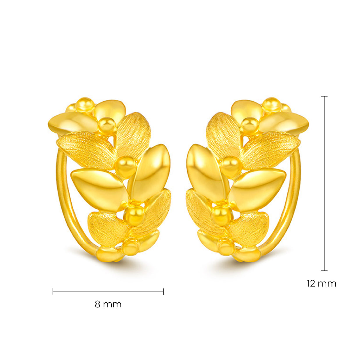 24K Gold Olive Leaf Click‑Hoop Earrings
