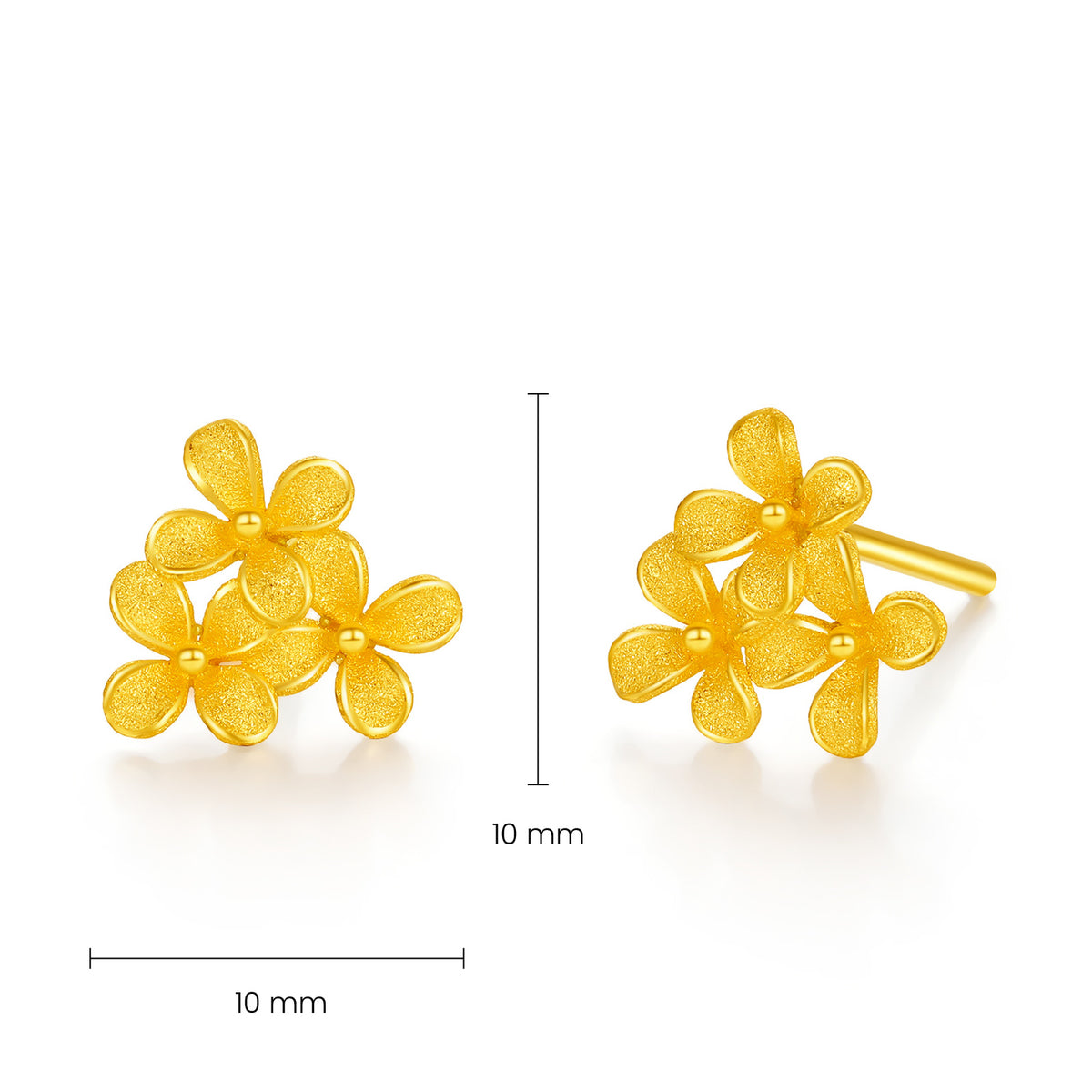 24K Gold Flower Stud Earrings
