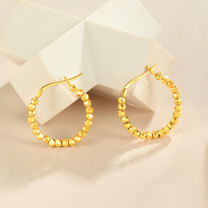 Stylish 18K Gold Geometric Disco Ball Bead Earrings - Perfect Party-Wear Gift for Her