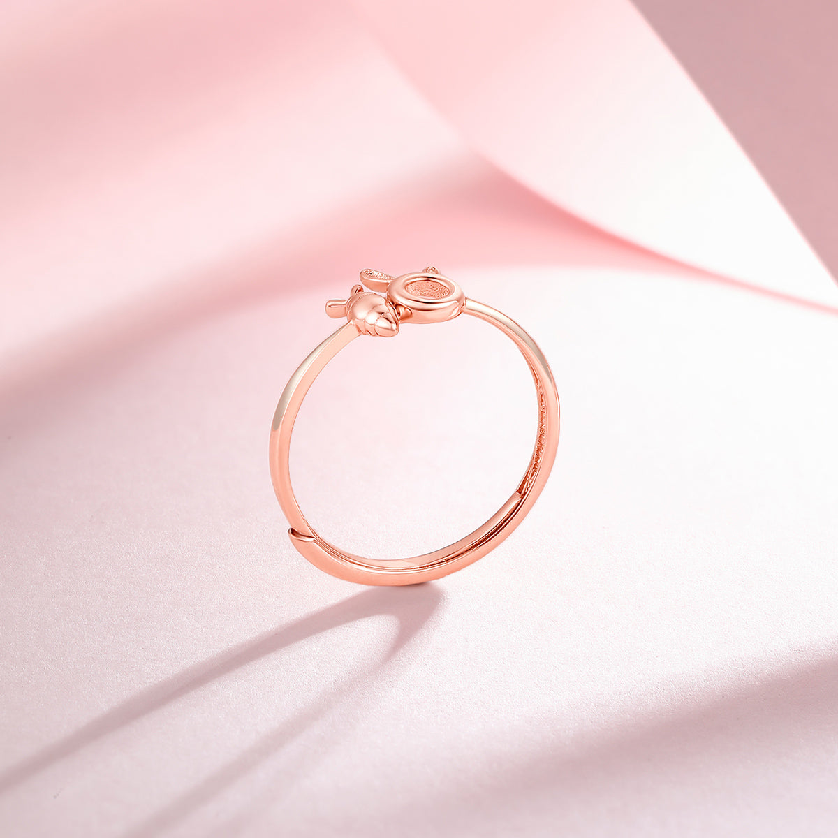 Women's Adjustable 18K Rose Gold Plated Plain Band Ring