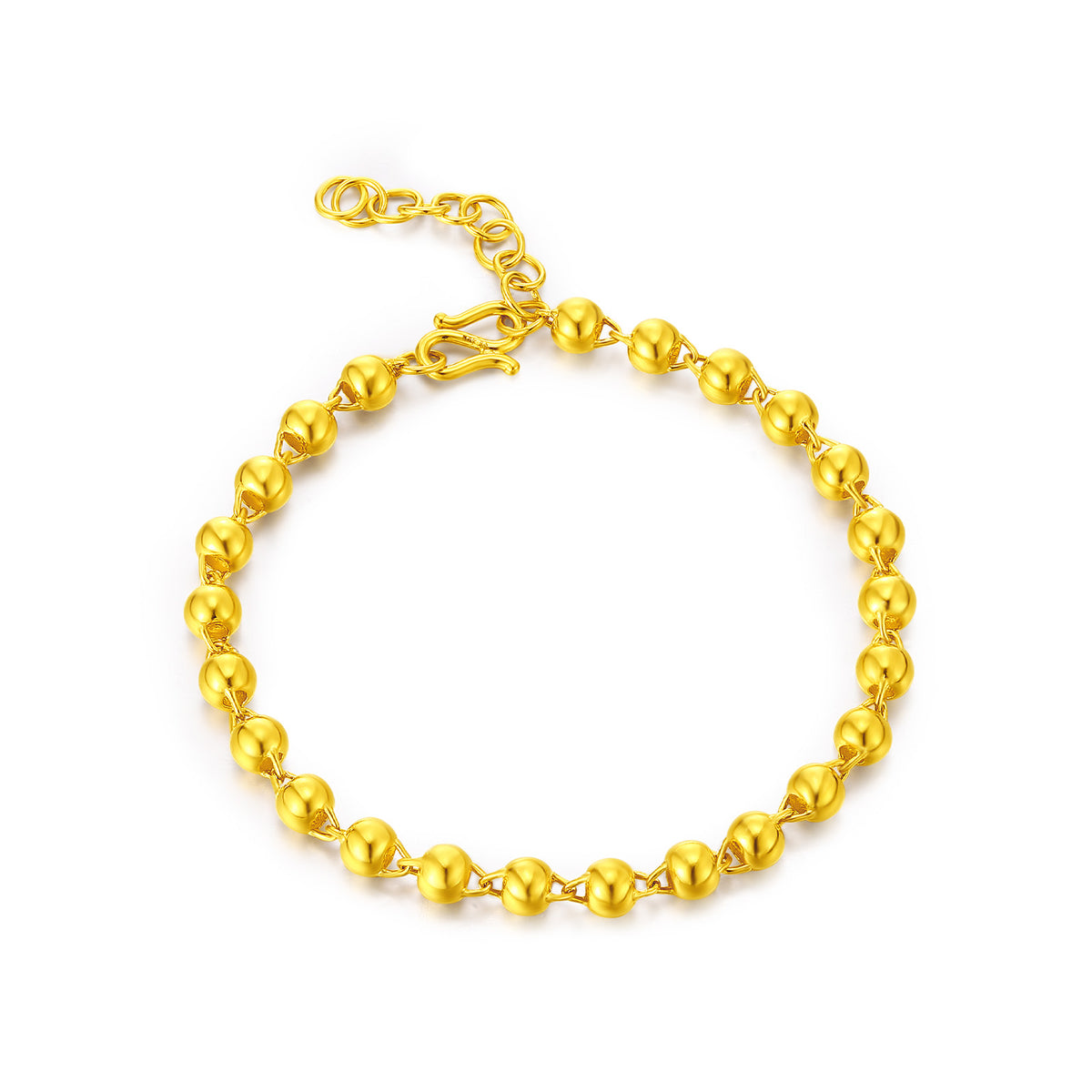 24K Gold Smooth Ball Bead Chain Bracelet