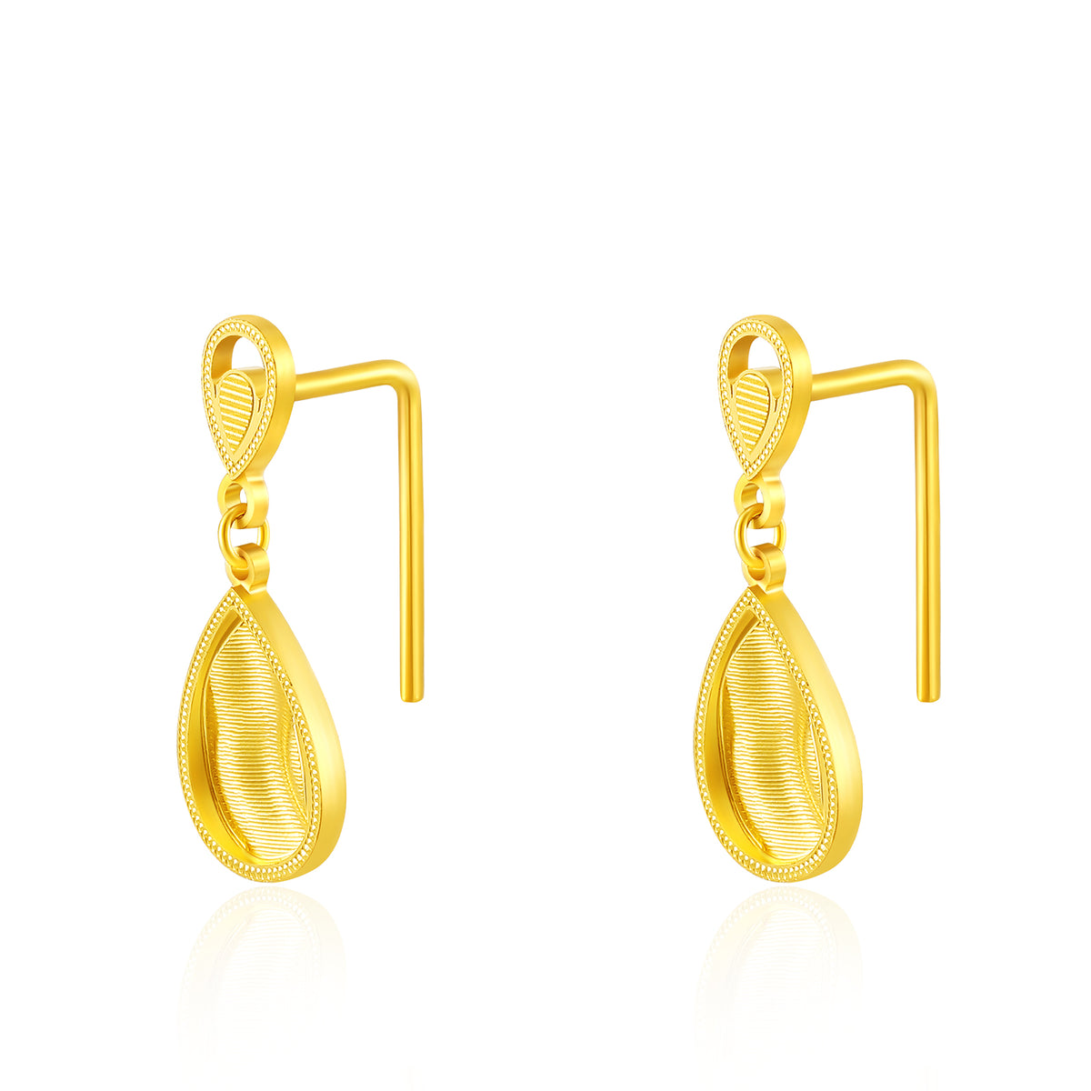 24K Solid‑Gold Teardrop Dangle Earrings