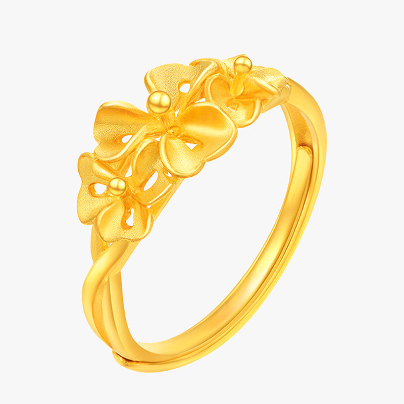 24K Pure Gold Floral Ring