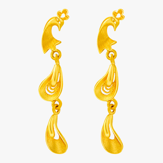 24K Pure Gold Phoenix Earrings