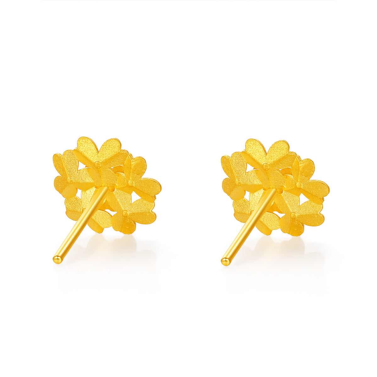 24K Gold Cluster Flower Stud Earrings