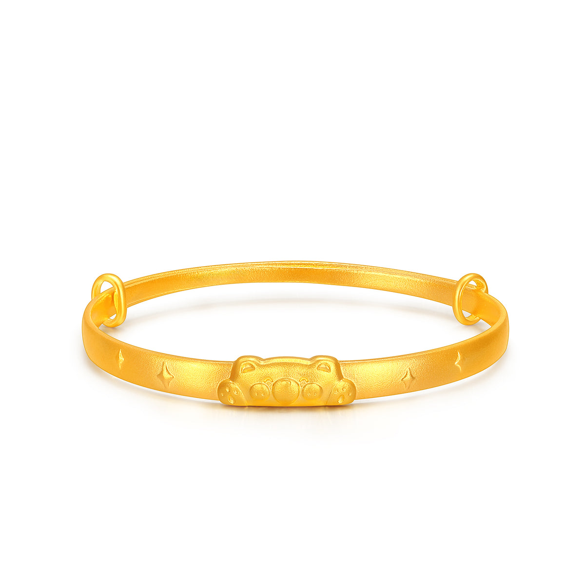 24K solid‑gold adjustable teddy‑bear bangle