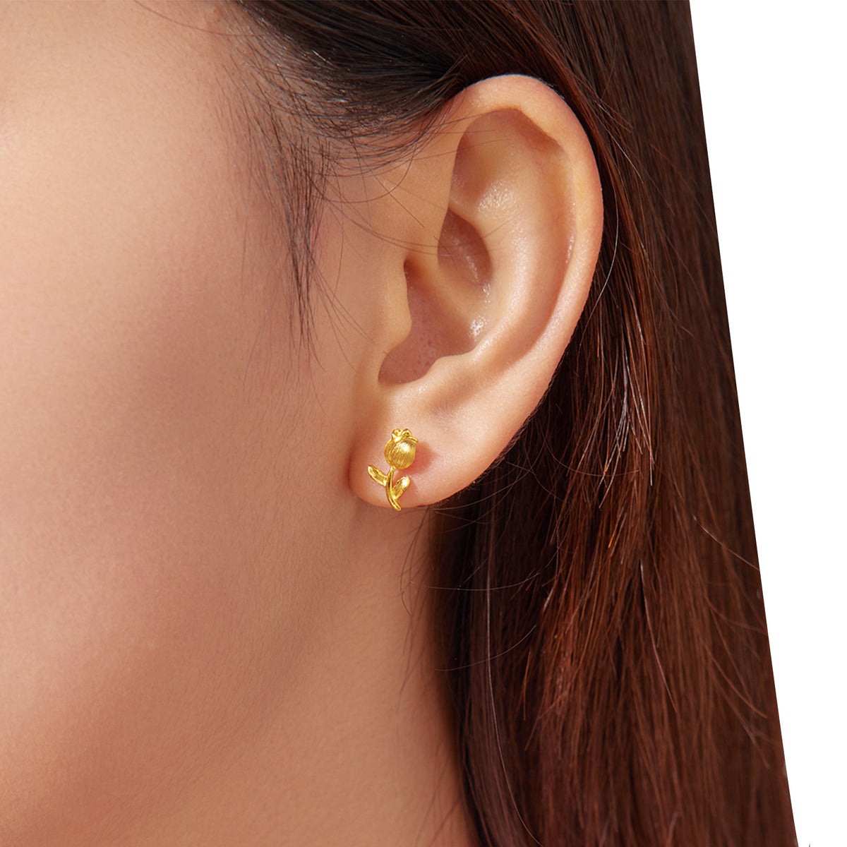 24K Gold Tulip Hook Earrings