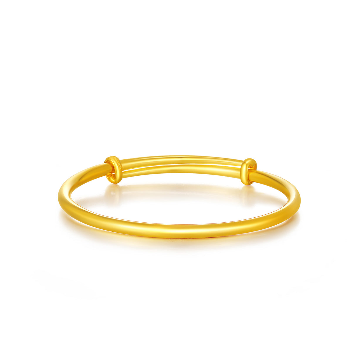 24K Gold Polished Plain Sliding Adjustable Bangle Bracelet