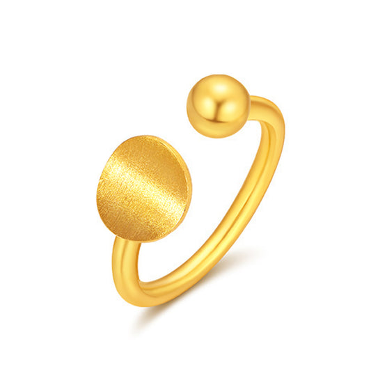 24K Gold Asymmetrical Disk Ball Open Ring