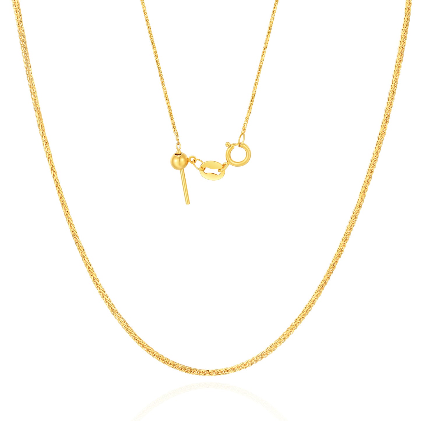 18K Gold Necklace for Women - 18“ Chopin Chain, 1.09g, 0.49mm Thin & Light, Perfect for Weddings, Engagements, Birthdays,Beautiful Pendant