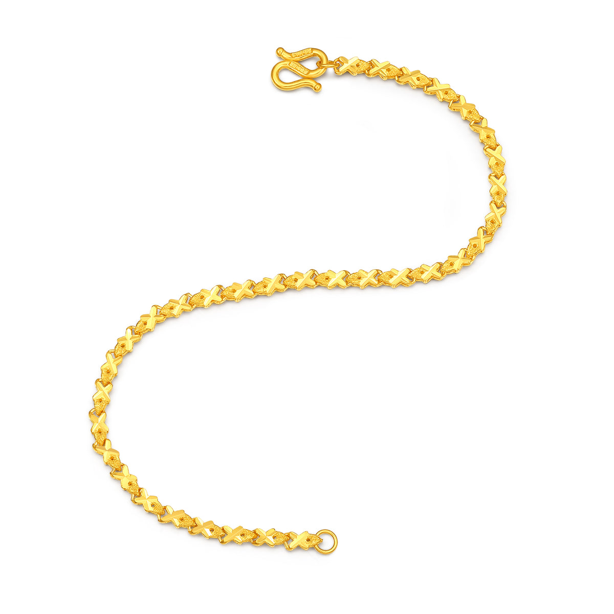 24K Solid‑Gold X‑Link Chain Bracelet