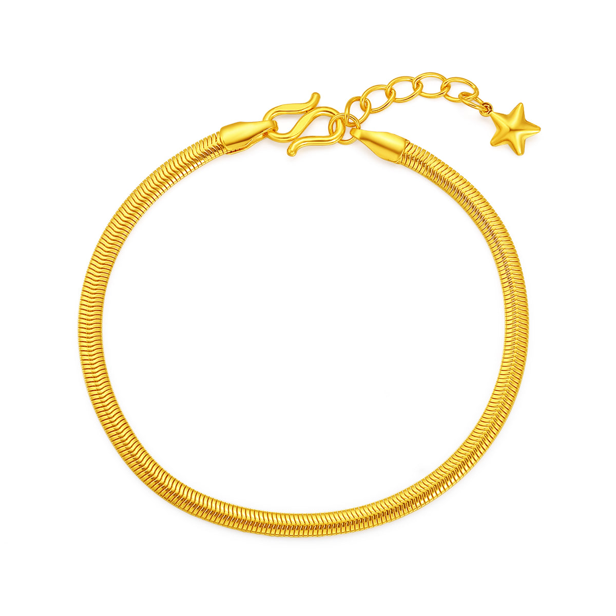 24K Solid‑Gold Double Snake Chain Bracelet