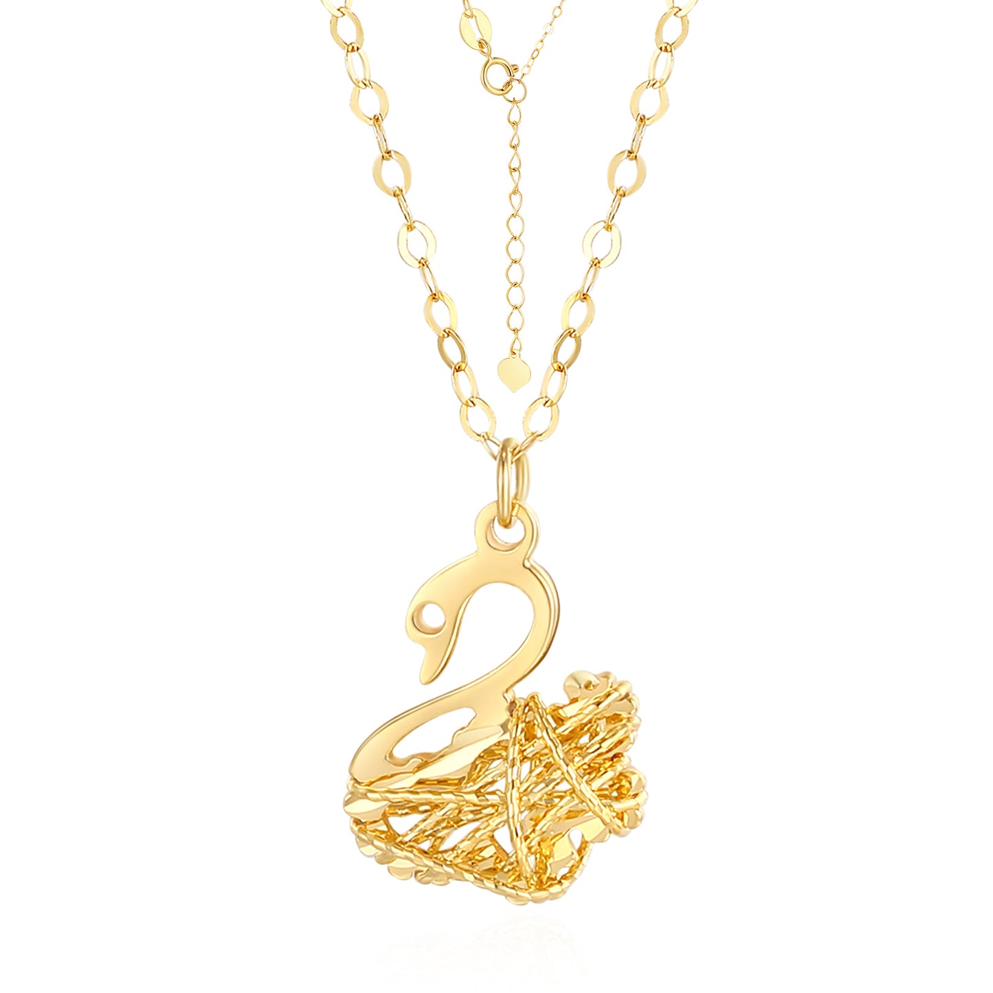 18K/Au750 Gold Swan Pendent Necklace - Light Luxury Clavicle Chain for Women - 18 Inch Real Gold Necklace - Perfect for Weddings, Engagements, Parties, and Beauty Pageants