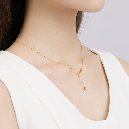 SUNFEEL's 18K Gold Cube Sugar & Bead Layered Necklace: A Versatile Y-Chain Collarbone Jewel