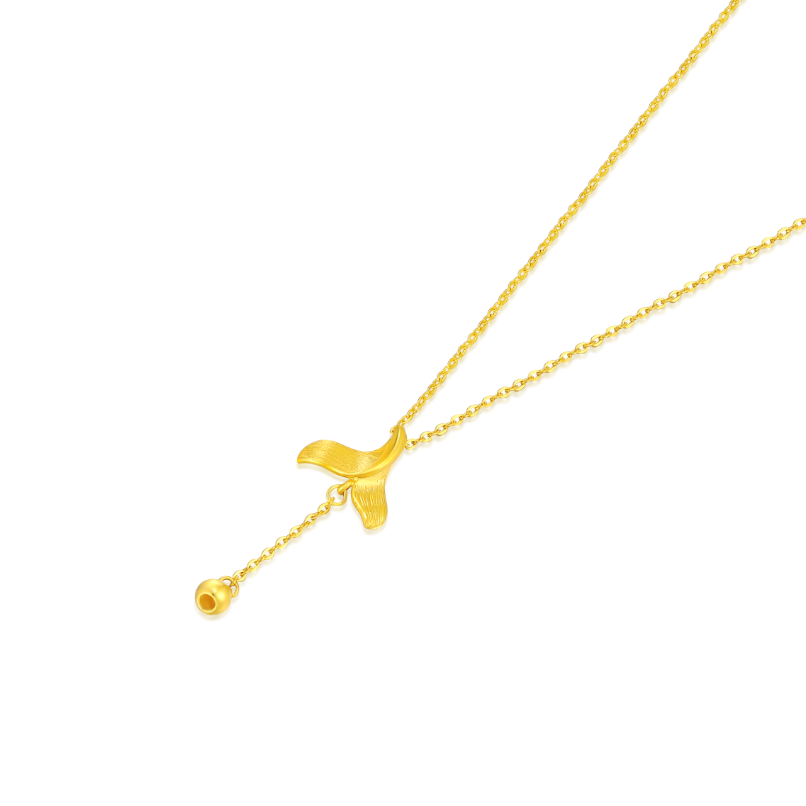 24k Solid Gold Cast Mermaid Tail Pendant Necklace Set