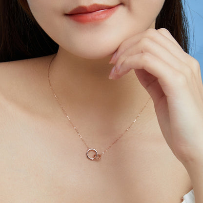 SUNFEEL's Dual Ring Diamond Pendant Necklace in 18K Gold: A Timeless Bridal Gift of Love