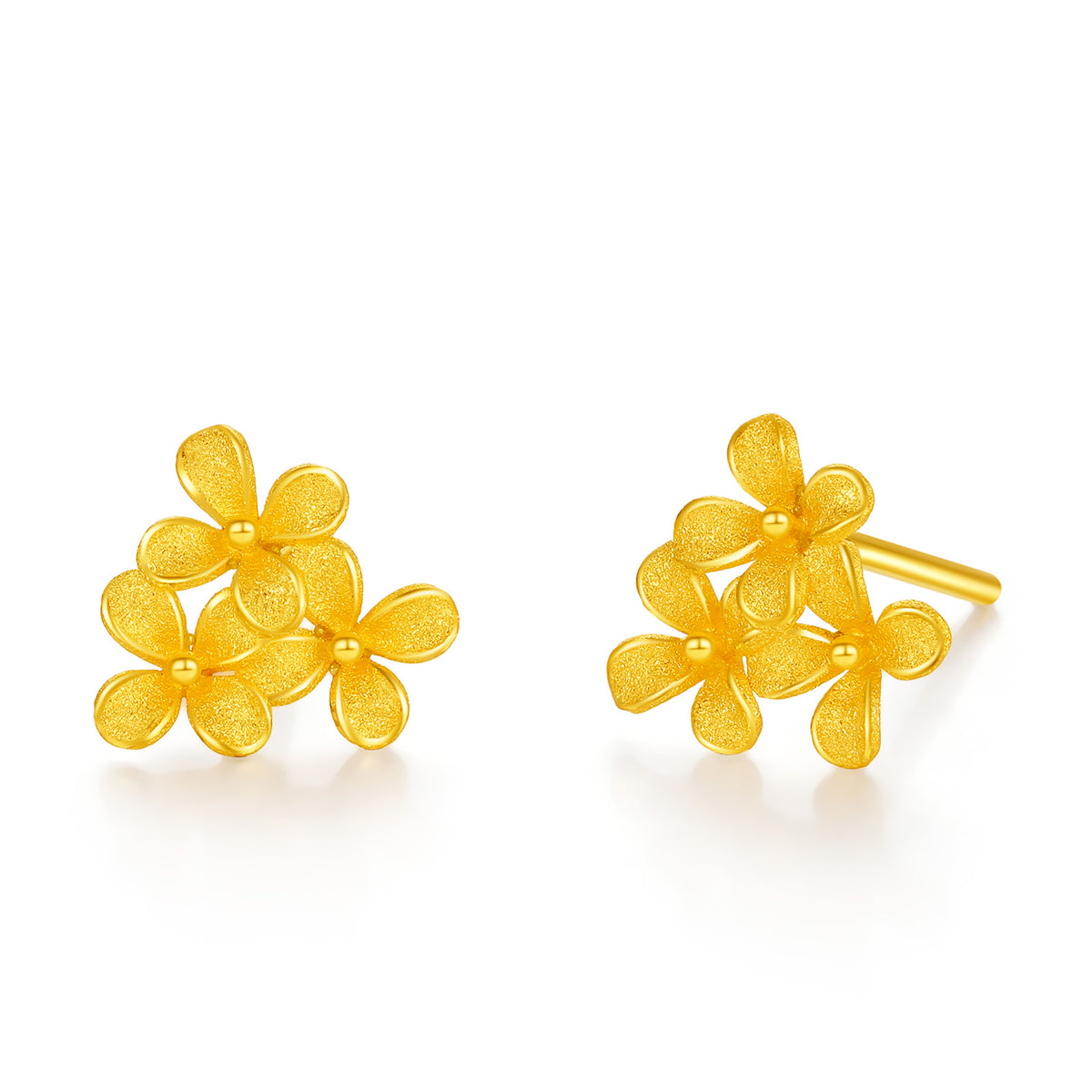 24K Gold Flower Stud Earrings