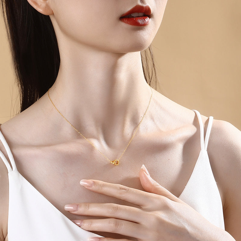 SUNFEEL's 18K Gold Double Loop Pendant Necklace - A Symbolic Statement of Fashion and Enduring Love