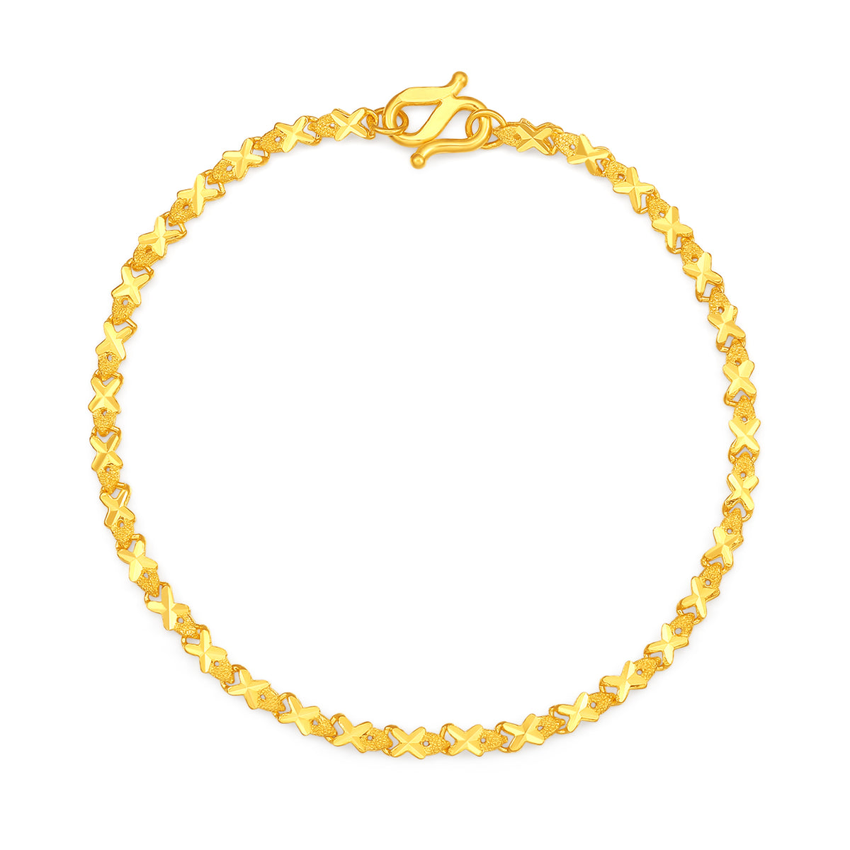 24K Solid‑Gold X‑Link Chain Bracelet