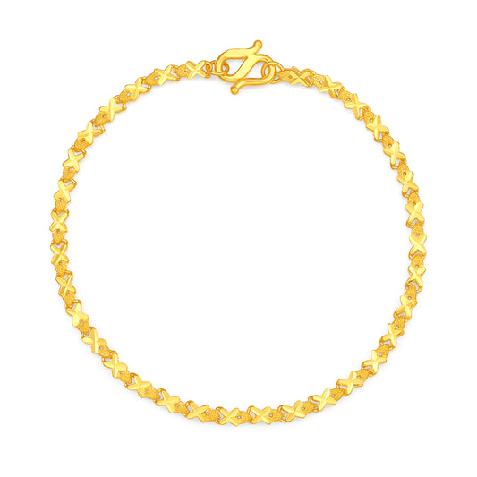 24K Solid‑Gold X‑Link Chain Bracelet