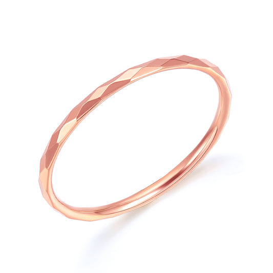 Charming 18K Rose Gold Plated Simple & Fresh Women's Band Ring - Au750 Thin Line Promise Ring