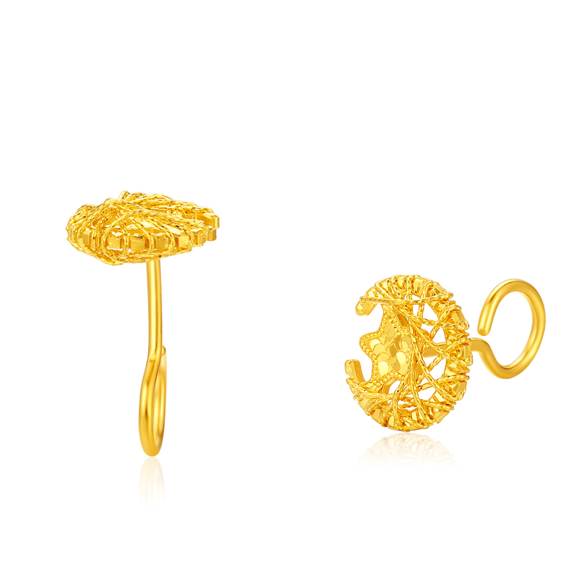 24K Solid‑Gold Moon & Star Hook‑Back Stud Earrings