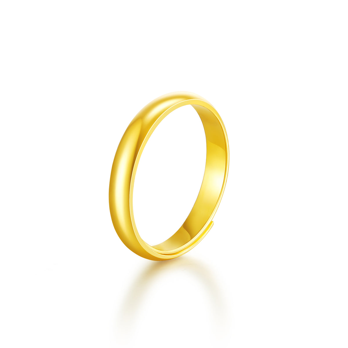 24K Gold Polished Plain Adjustable Band Ring