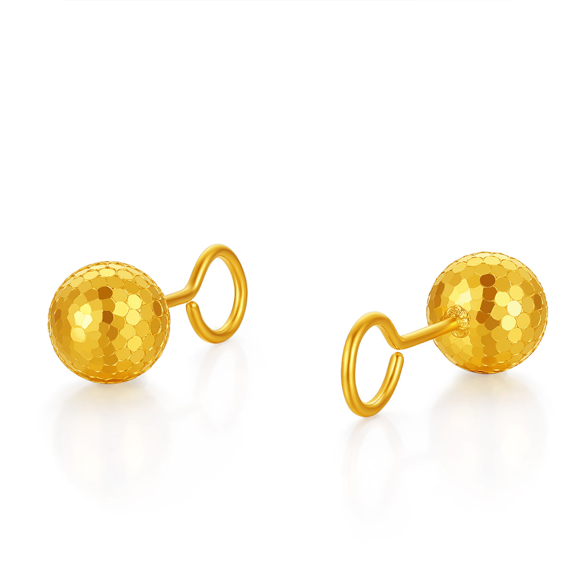 24K Solid‑Gold Disco Ball Hook Earrings