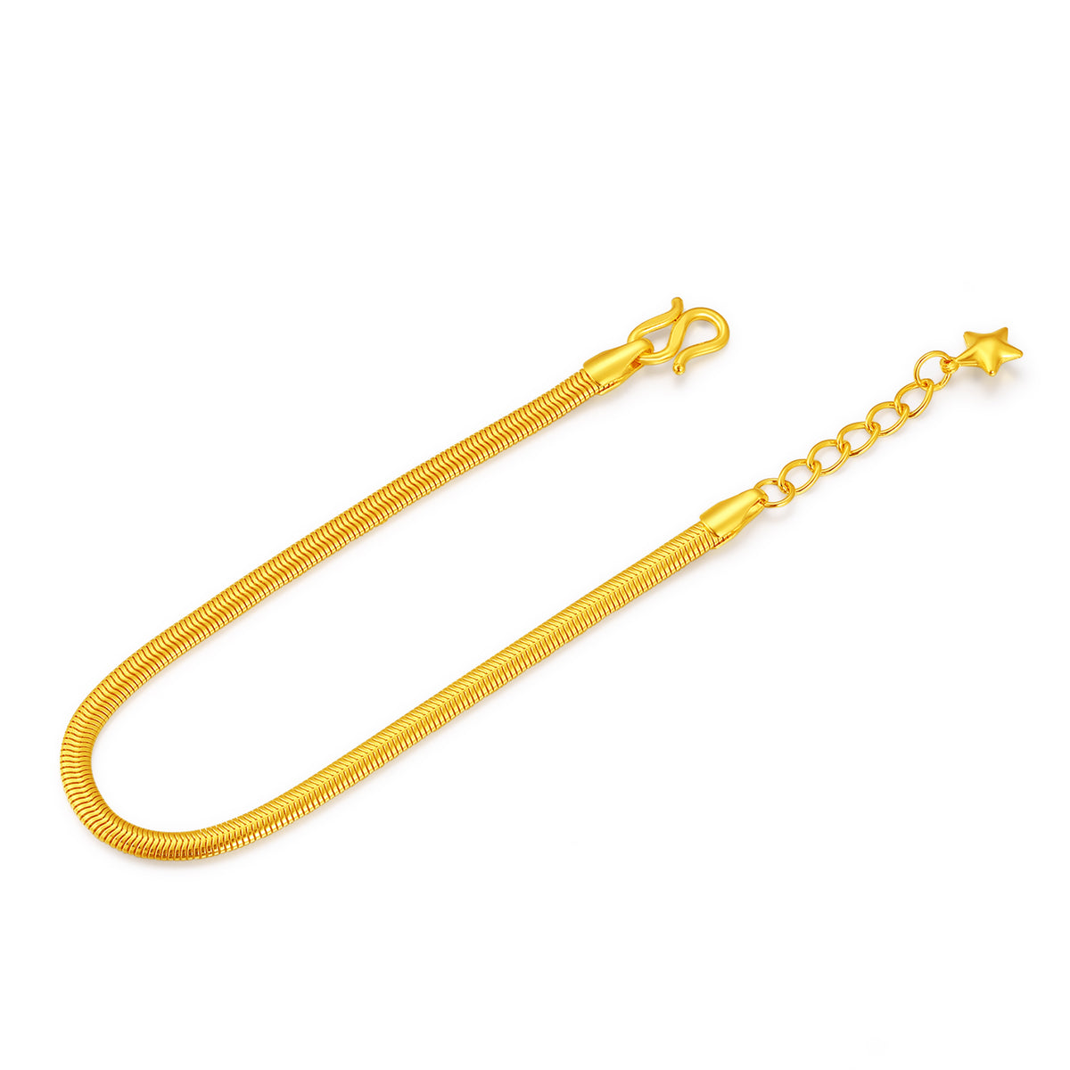 24K Solid‑Gold Double Snake Chain Bracelet