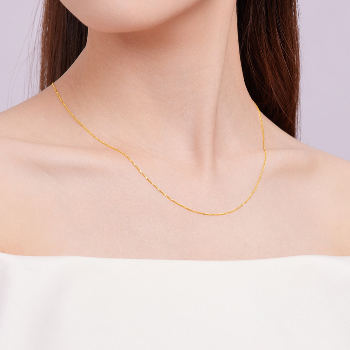 18K Gold Necklace for Women - 18“ Chopin Chain, 1.09g, 0.49mm Thin & Light, Perfect for Weddings, Engagements, Birthdays,Beautiful Pendant