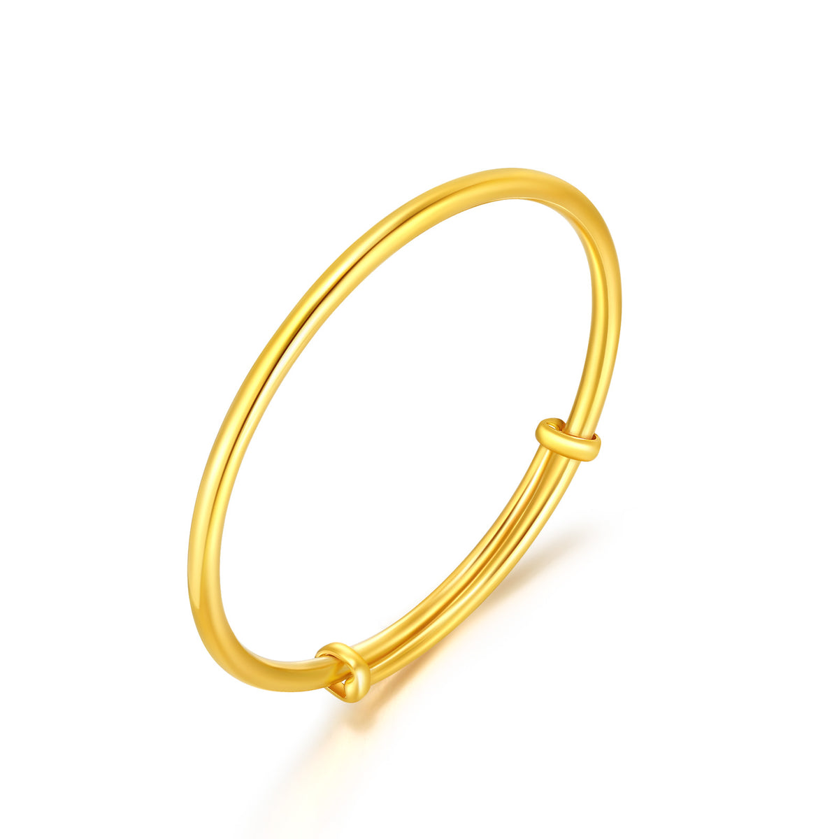 24K Gold Polished Plain Sliding Adjustable Bangle Bracelet