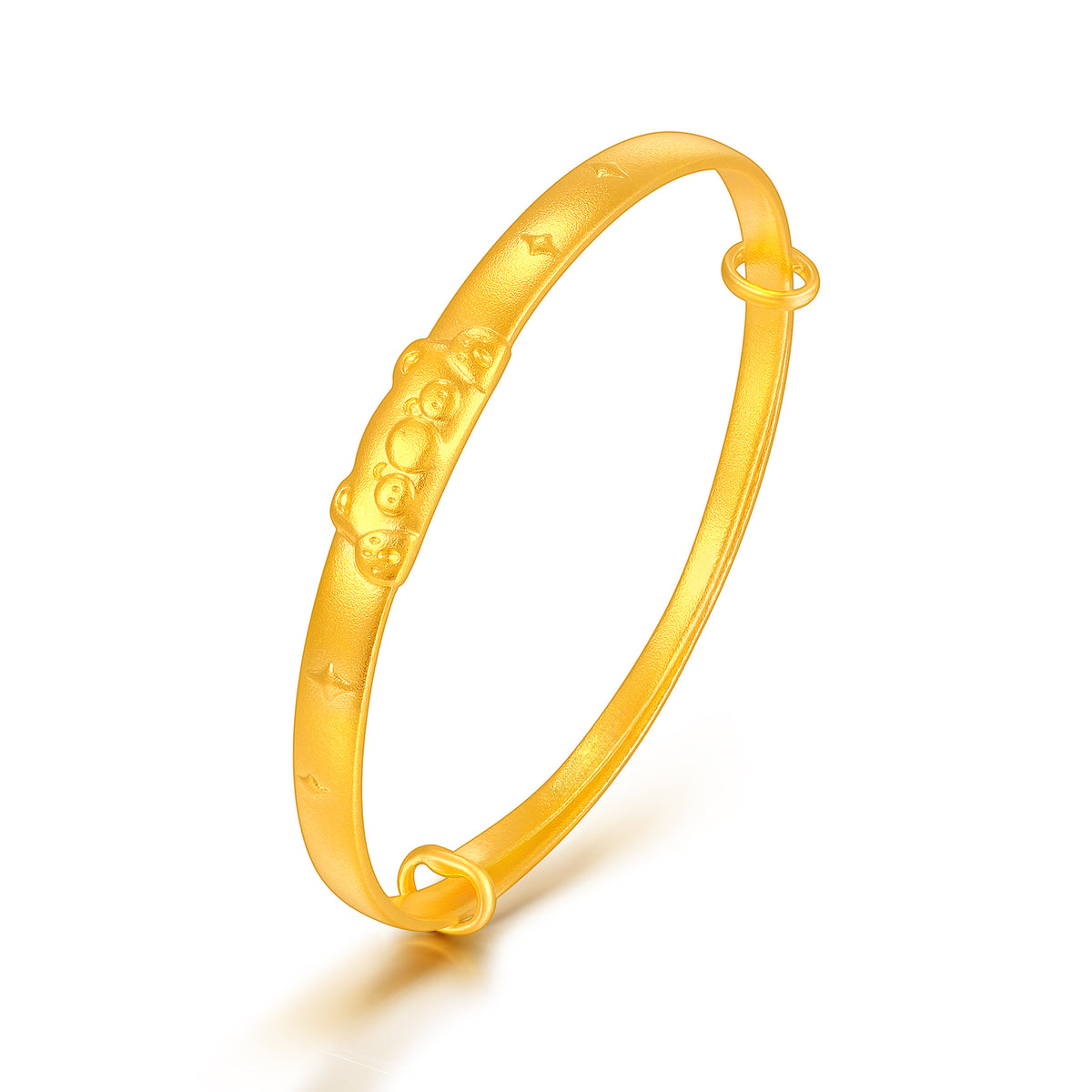 24K solid‑gold adjustable teddy‑bear bangle