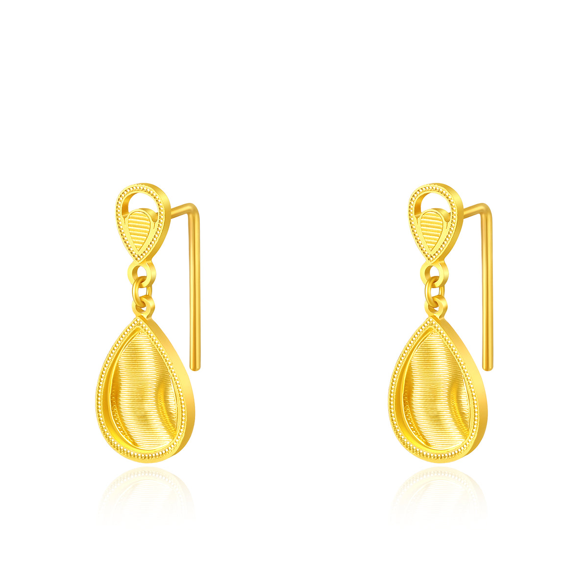 24K Solid‑Gold Teardrop Dangle Earrings