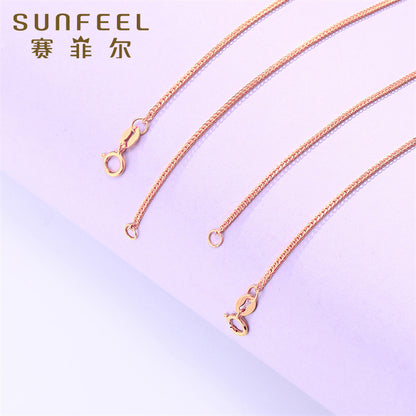 SUNFEEL's 18K Rose Gold Chopard Link Necklace: A Stylish Collarbone-Length Accessory for the Modern Woman